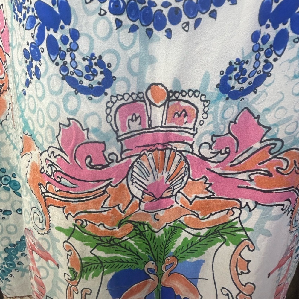 Anthropologie Collette Dinnigan silk top Size X-Large Beachy Printed Blouse - Picture 4 of 5